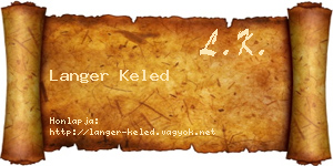 Langer Keled névjegykártya